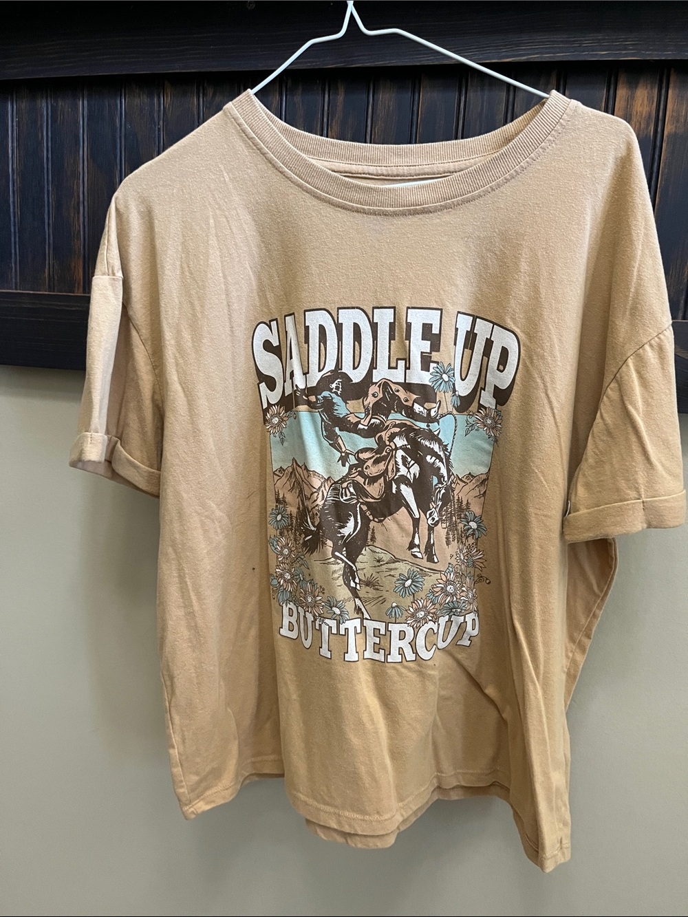 Maurices Tan 'Saddle Up Buttercup' Graphic Tee with Blue Accents